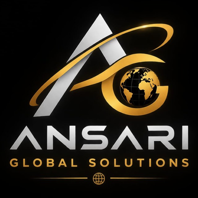 Ansari Global Solutions logo: a silver A and gold G encircling a globe, above the words Ansari Global Solutions